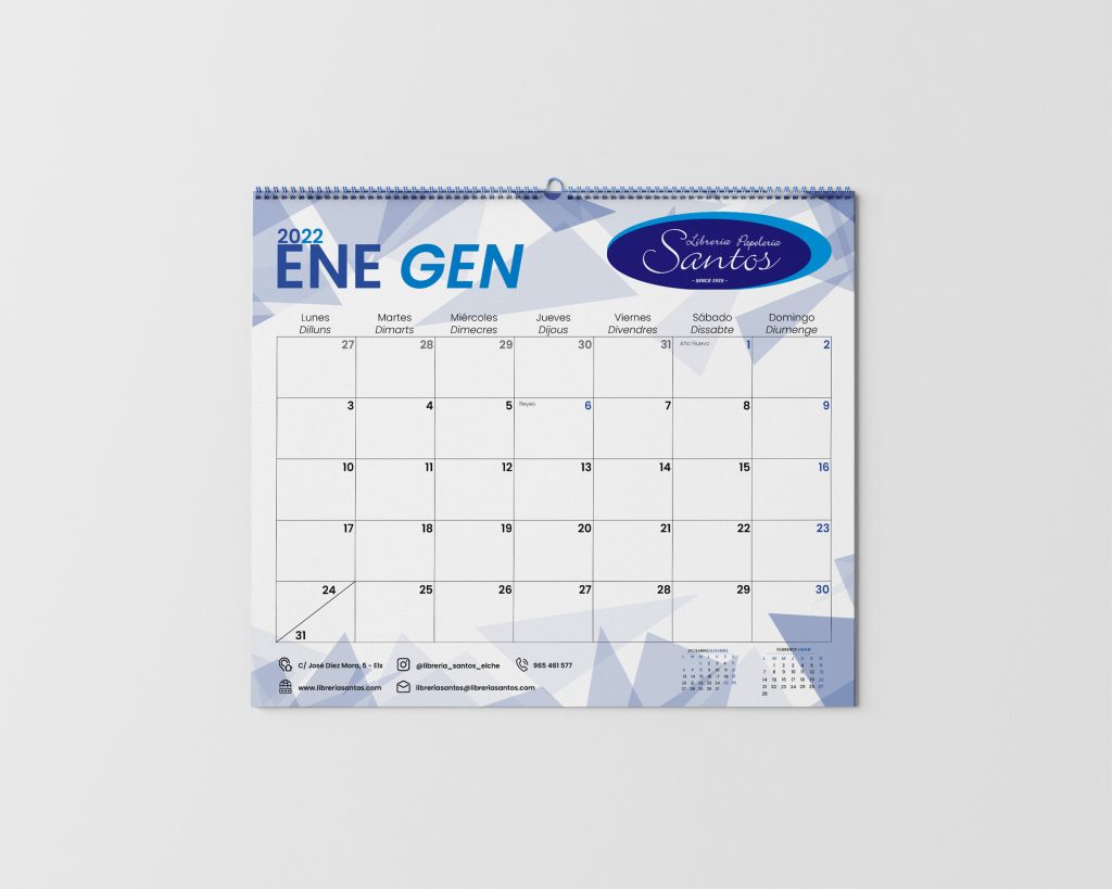 CALENDARIO PAPELERÍA SANTOS